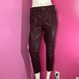 Sam Edelman The Petite Stiletto Coated High Waist Jeans burgundy size 14